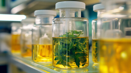 Microbiologists study the stability of botanical formulations in glass containers