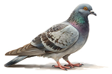 Fototapeta premium Realistic Grey Pigeon Side View – High-Quality PNG Image Isolated on Transparent Background