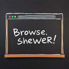 Chalk drawig of browser window with inscription farce comedy