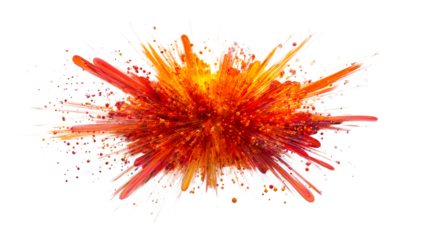 Splashing Paint Explosion: Bright Red and Yellow Hues, cut out transparent