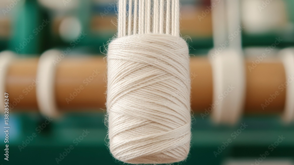 Poster close-up of cotton thread being woven into fabric displaying textures and patterns