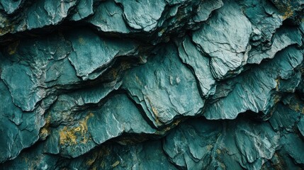 Fototapeta premium Turquoise Rock Formations: Intricate Layers and Textures of Geological Strata
