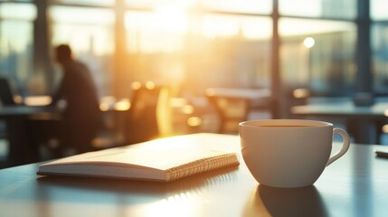 Office Meeting Over a Cup of Coffee in a Sunlit Workspace