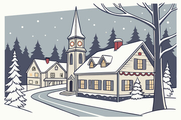 winter landscape with houses