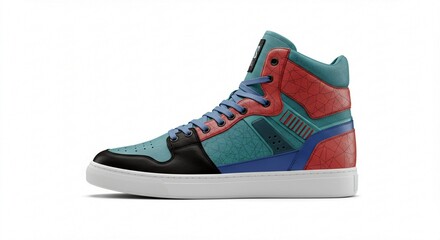 Stylish Multicolored High Top Sneakers Trendy Athletic Footwear Modern Design