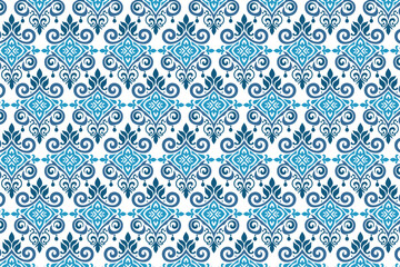 timeless seamless blue ornamental floral pattern with artistic details for high-end bedsheets and stylish apparel

