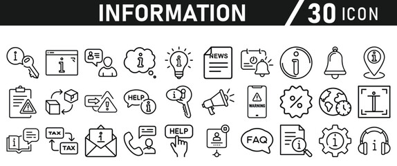 Information icons set. Liner information icon. Info simple vector icons collection