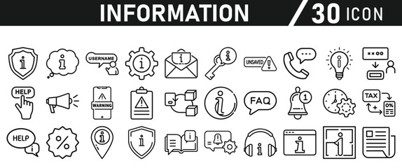 Information icons set. Liner information icon. Info simple vector icons collection