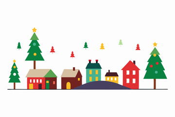 christmas tree and houses