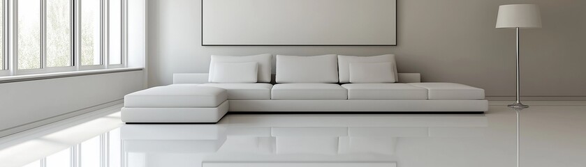 A bright and minimalist living room.