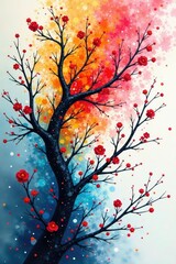 Fototapeta premium Branches in a abstract composition on white canvas, art, abstract,