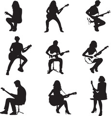 Elegant Guitarist Silhouettes