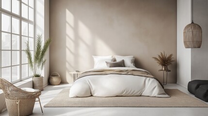 Fototapeta premium A modern and minimalist bedroom.