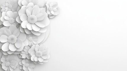 Grayscale Paper Flowers on White Background