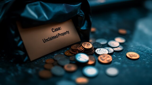 Unclaimed Property Lost Coins in a Black Bag.