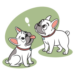 French Bulldogs Cute Vector Illustration