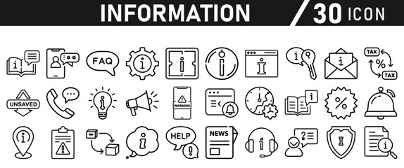 Information icons set. Liner information icon. Info simple vector icons collection