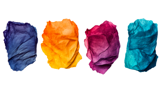 Colorful paper texture group on black background, creative, cut out transparent - Powered by Adobe