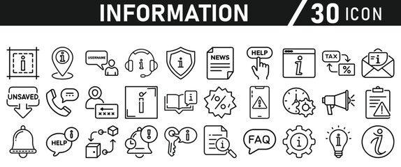 Information icons set. Liner information icon. Info simple vector icons collection