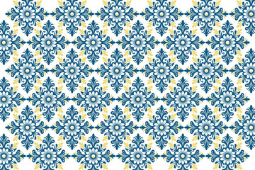 sophisticated seamless blue ornamental floral pattern with baroque details for stylish wrapping and home textiles

