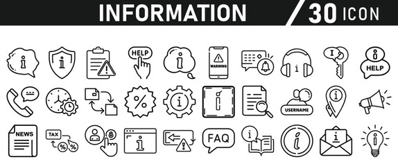 Information icons set. Liner information icon. Info simple vector icons collection