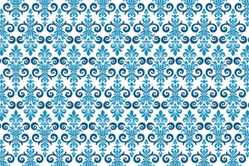 arabesque seamless blue ornamental pattern with classic botanical designs for premium textile accessories and fabric decor

