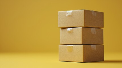 Obraz premium Three stacked boxes representing innovative eco-friendly packaging design for e-commerce and sustainable solutions