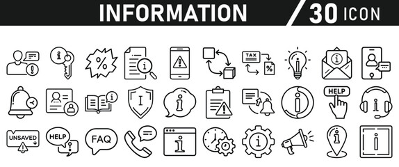 Information icons set. Liner information icon. Info simple vector icons collection