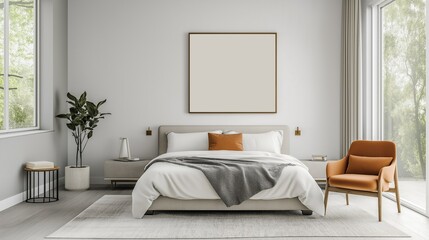 Fototapeta premium A modern and minimalist bedroom.