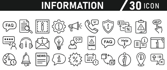 Information icons set. Liner information icon. Info simple vector icons collection