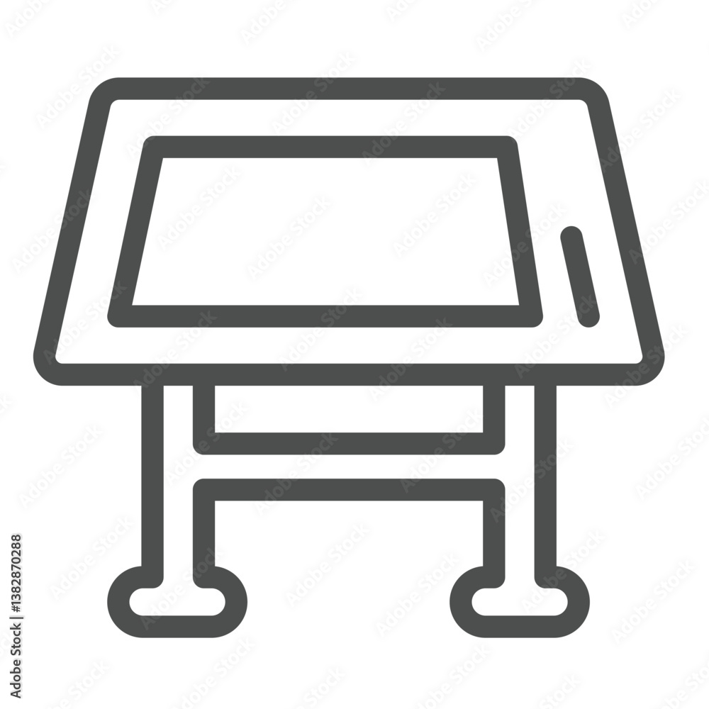 Poster project drawing desk line icon, architect studio concept. vector graphics. architecture design table