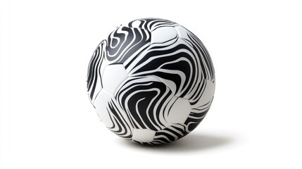 A modern soccer ball with a classic black-and-white design, isolated on a white background with copy space