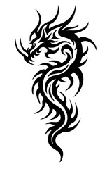 Naklejka premium dragon tribal tattoo silhouette