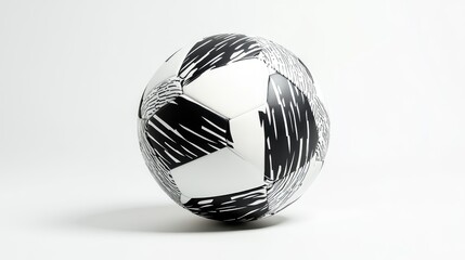A modern soccer ball with a classic black-and-white design, isolated on a white background with copy space