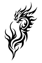 Naklejka premium dragon tribal tattoo silhouette