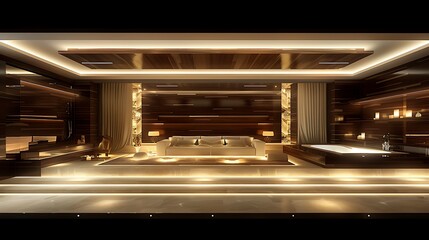 Obraz premium An opulent modern living space with lighting and luxurious features