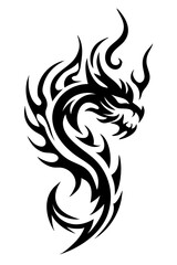 Obraz premium dragon tribal tattoo silhouette