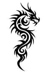 dragon tribal tattoo silhouette