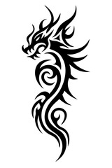 Naklejka premium dragon tribal tattoo silhouette