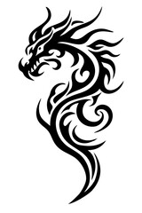 dragon tribal tattoo silhouette