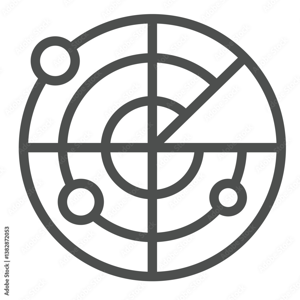 Poster ship navigation locator line icon, marine navigation concept. vector graphics. radar with vessel loc