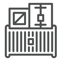 Port cargo box and containers line icon, marine port concept. Vector graphics. Cargo shipping, sea delivery sign on white background, outline style icon for mobile or web design.