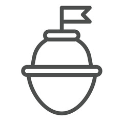 Sea buoy with flag line icon, marine port concept. Vector graphics. Lifebuoy bobber, water boundary buoy sign on white background, outline style icon for mobile or web design.