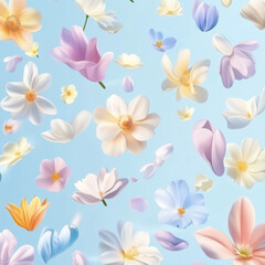 spring flowers tile seamless pattern