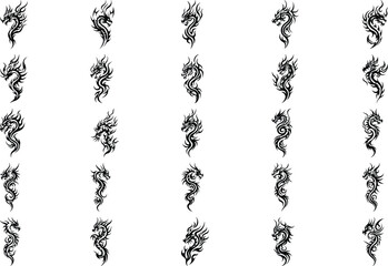 dragon tribal tattoo silhouette