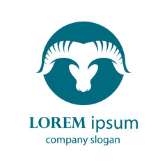 aggressive horned ram head logo design