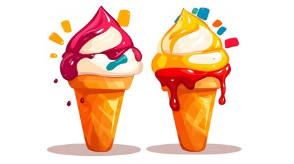 Sweet Summer Two Melting Ice Cream Cones.