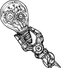 Hand drawn ai artificial intelligence doodle vector illustration background