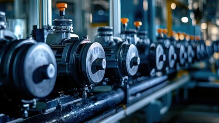 Fototapeta premium Industrial Machinery: A Close-Up View of a Manufacturing Production Line