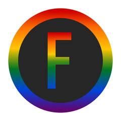 LGBTQ Pride Anarchy Symbol with Capital Letter F